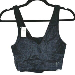 Aerie Black Lace & Ribbed Bralette With Deep V-Neck For Women - Size M